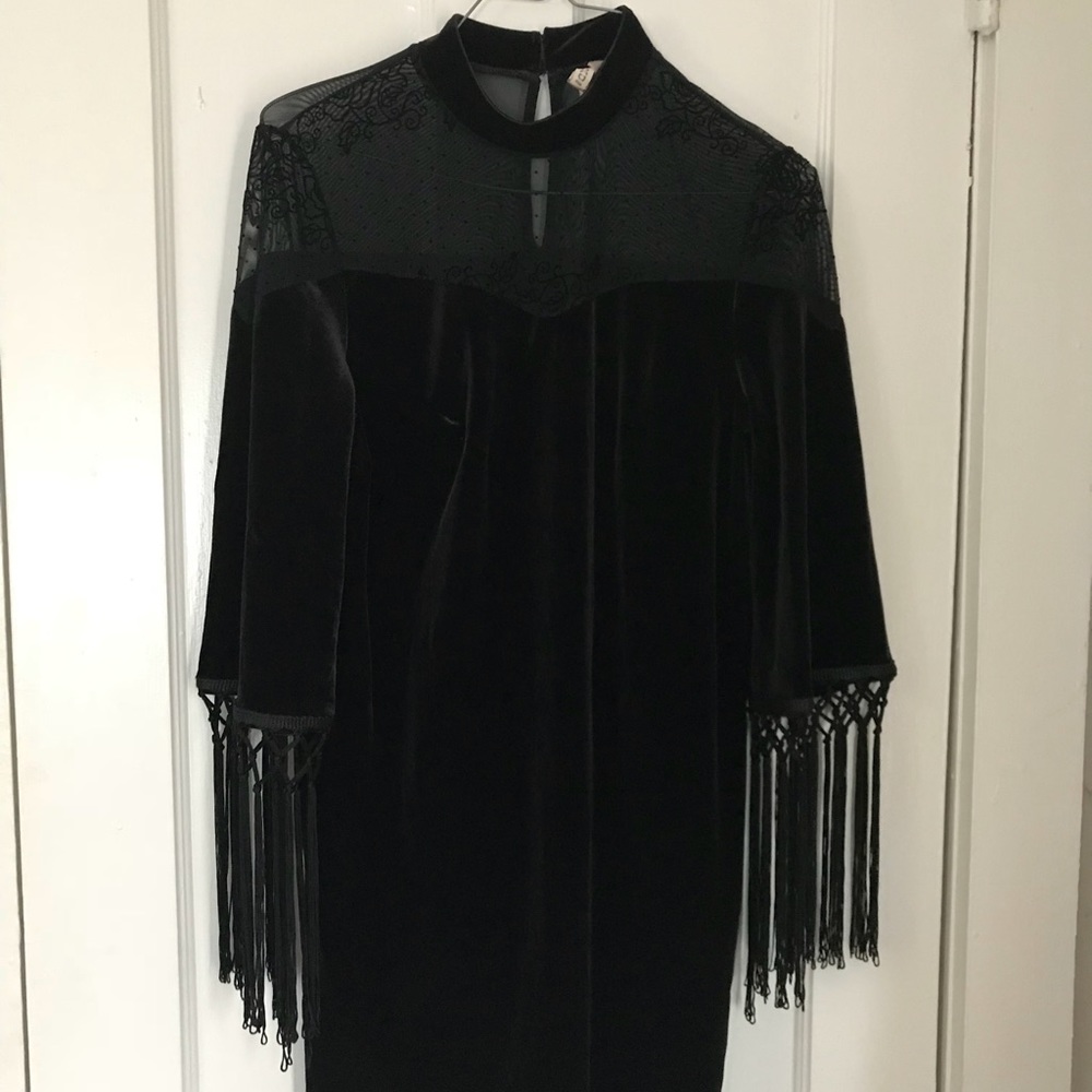 Velvet tassels mini dress